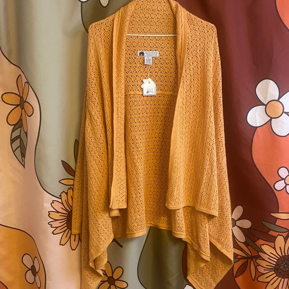 NWT Storybook Knits Open Knit asymmetrical Cardigan Sweater